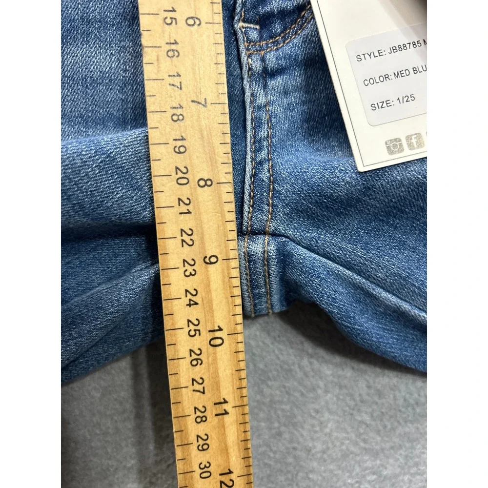Judy Blue High Rise Wide Leg Jeans Womens 1/25 Distressed Stretch Med Blue Denim